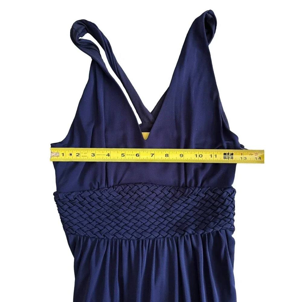 Anthropologie Maeve Blue Yuma Maxi Dress Slinky Rayon Pockets Side Zip Size 2 - Picture 10 of 11